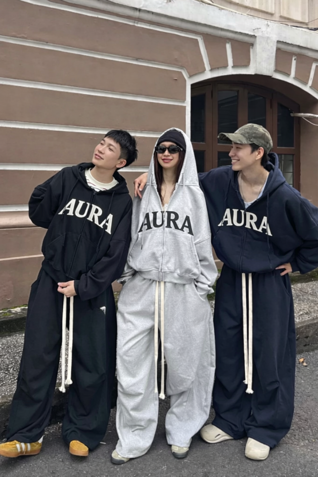 Set streetwear oversize AURA unisex phong cách đường phố
